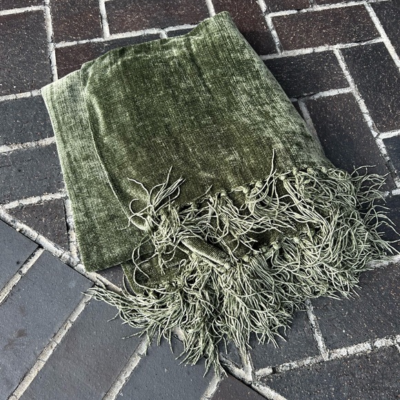 Other - Olive Green Chenille Throw Blanket